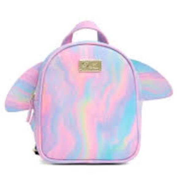 Luv Betsey by Betsey Johnson Movable Winged Mini Backpack in Rainbow Marble NWT - Picture 1 of 8